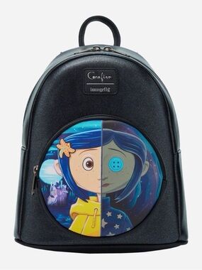 New Loungefly Coraline Split Face Iridescent Mini Backpack